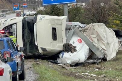 Almanya’dan Türkmenistan’a giden tır Samsun’da devrildi: 1 yaralı