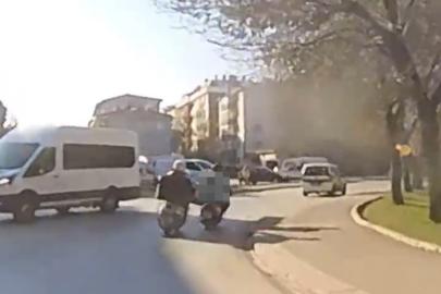 Benzini biten motosikleti iterken dengesini kaybeden motosiklet sürücüsü kaza yaptı