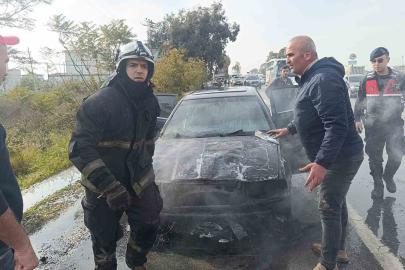 Bir hafta önce satın aldığı araç alev alev yandı