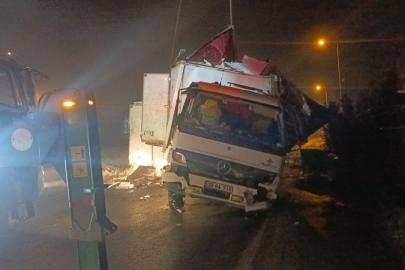 Büyükçekmece’de 8 ton hamsi taşıyan kamyon takla attı: O anlar kamerada