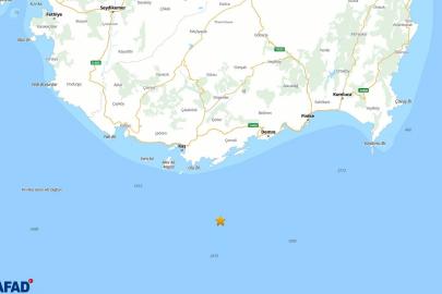 Kaş açıklarında 3.8 büyüklüğünde deprem meydana geldi