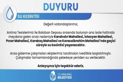 Kırklareli’nde su kesintisi Ramazan’da vatandaşları mağdur etti