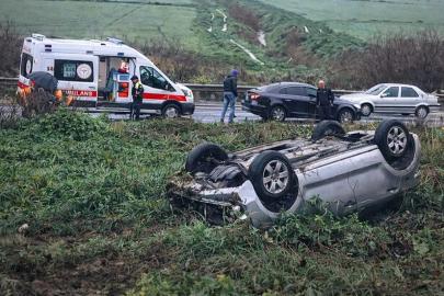 Kontrolden çıkan otomobil ters döndü: 1 yaralı