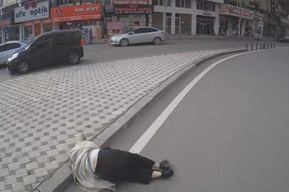 Otobüsün çarptığı genç kadının öldüğü kaza güvenlik kamerasında