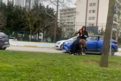 Pendik’te iki sürücü arasında yol kavgası çıktı: Kimseye aldırmadan yerlerde sürükledi
