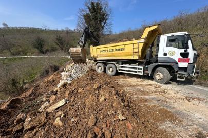 Tahirli-Kalkın grup yolunda heyelan çalışmaları tamamlandı