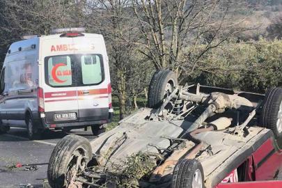 Takla atan araç sürücüsü hafif yaralandı