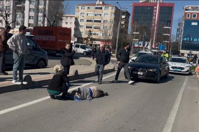 Tekirdağ’da korkutan kaza: Arabanın çarptığı yaya yere yığıldı