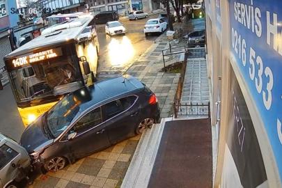 Ümraniye’de İETT otobüsü park halindeki araçlara çarptı