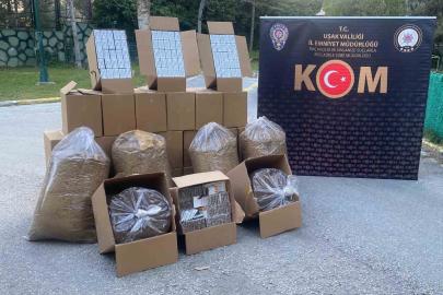 Uşak’ta çok sayıda kaçak makaron ve tütün ele geçirildi