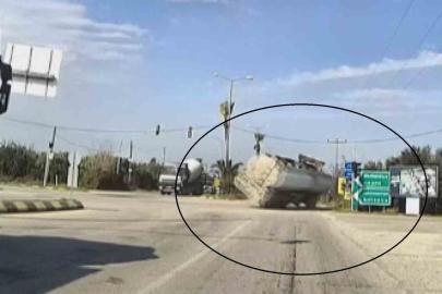 Yakıt yüklü tankerin portakal bahçesine uçtuğu anlar araç kamerasında