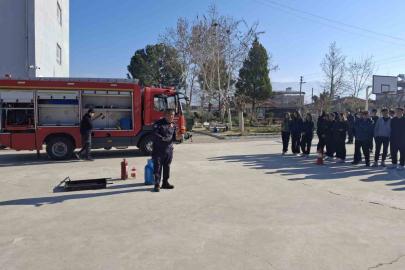 Yangın anı okulda tatbikatla canlandırıldı