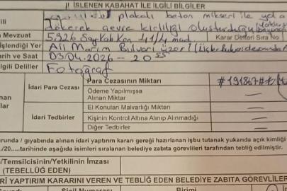 1 kilometre boyunca yola beton döken miksere 191 bin lira ceza kesildi