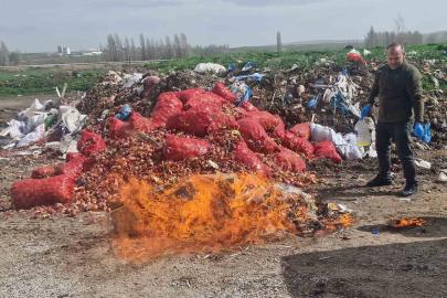 Alaca’da kaçak sigara ve alkol yakılarak imha edildi