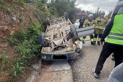 Belen’de otomobil takla attı: 2 yaralı