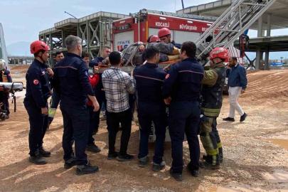 Beton perdah makinesinin çarptığı işçi ağır yaralandı