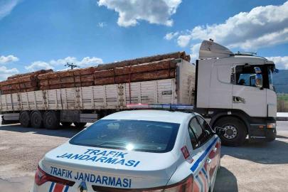 Bolu’da fazla tonajlı tomruk taşıyan kamyon sürücüsüne para cezası kesildi