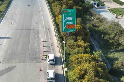 Çeşme gişelerinde dron destekli trafik denetimi devam ediyor