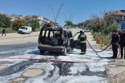 Datça’da ticari araç küle döndü