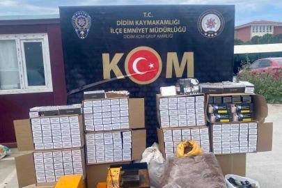 Didim’de 195 bin 900 adet doldurulmuş makaron ele geçirildi