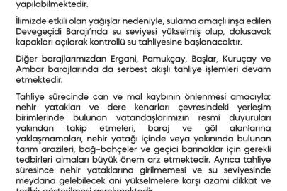 Diyarbakır’daki 5 barajda tahliye işlemi