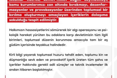 DMM: "Vatandaşlarımızın resmi açıklamaları esas alması kritik önem arz etmektedir"