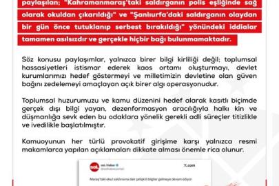 DMM’den Kahramanmaraş ve Şanlıurfa’daki saldırılarla ilgili dezenformasyon uyarısı