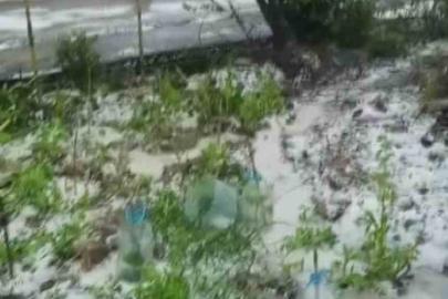 Dolu yağışı beyaza bürüdü