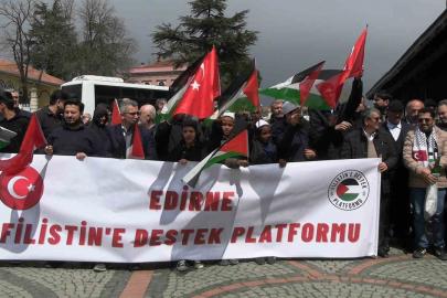 Edirne’de Filistin’e destek gösterisi