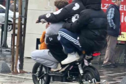 Elektrikli bisikletlerde tehlikeli yolculuklar kamerada