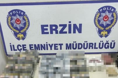 Erzin’de markette kaçak sigara ele geçirildi