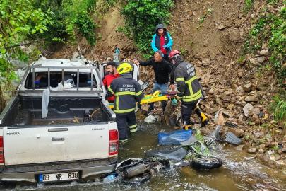 Kamyonet dere yatağına düştü: 2 yaralı