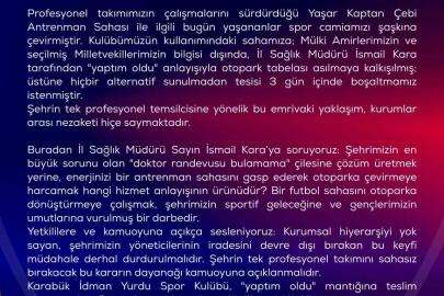 Karabük İdman Yurdu sahasında otopark tabelası krizi