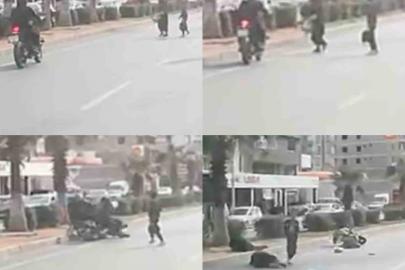 Motosiklet yayaya çarptı, o anlar araç kamerasına yansıdı: 2 yaralı