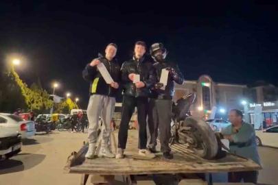 Motosikleti bağlanan sürücü 58 bin TL’lik ceza tutanağı ile poz verdi