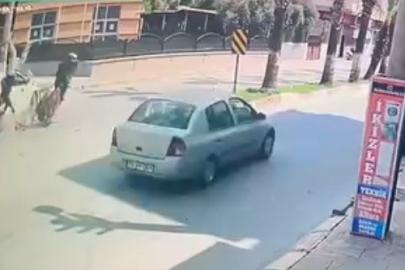 Otomobil ile motosiklet çarpıştı, 1 kişi yaralandı: O anlar kamerada