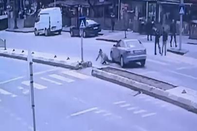 Otomobilin yayaya çarptığı kaza kamerada