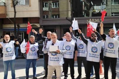 Öz İplik İş’ten Ar Leder önünde basın açıklaması