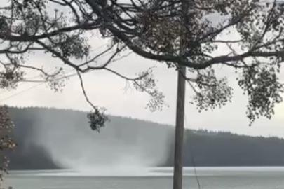 Sumbas’ta baraj üzerinde oluşan hortum kameraya yansıdı