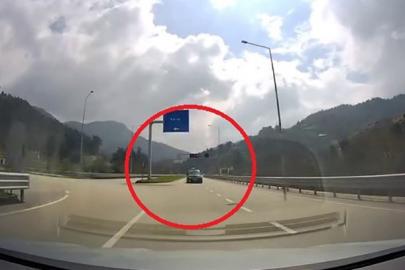 Ters yönden gelen araç faciayı böyle teğet geçti