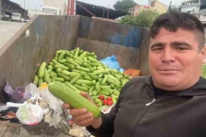 Toptancı halinde çöpe atılan sebzelere tepki