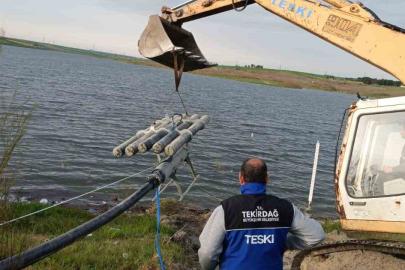 Türkmenli Göletine yüzer terfi istasyonu kuruldu