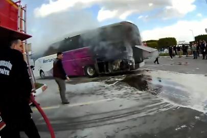 Yolcu otobüsünde çıkan yangın büyümeden söndürüldü