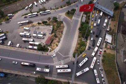 15 Temmuz Demokrasi Otogarı’nda bayram yoğunluğu havadan görüntülendi