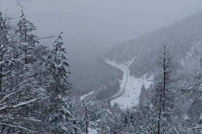 Abant Gölü Milli Parkı’nda kar kalınlığı 20 santimetreye ulaştı