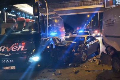 Ataşehir’de zincirleme kaza: Alkolü sürücü otobüse çarparak durabildi