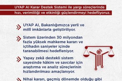 Bakan Gürlek: "UYAP AI Karar Destek Sistemi’ni hayata geçiriyoruz"