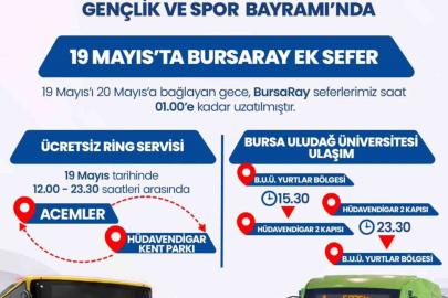 Bursa’da 19 Mayıs’ta ulaşım ücretsiz