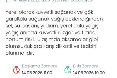 Denizli için şiddetli yağış ve fırtına uyarısı yapıldı