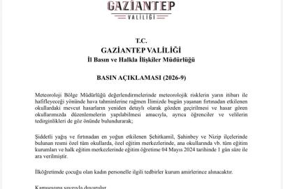 Gaziantep’te fırtına sonrası okullar tatil edildi